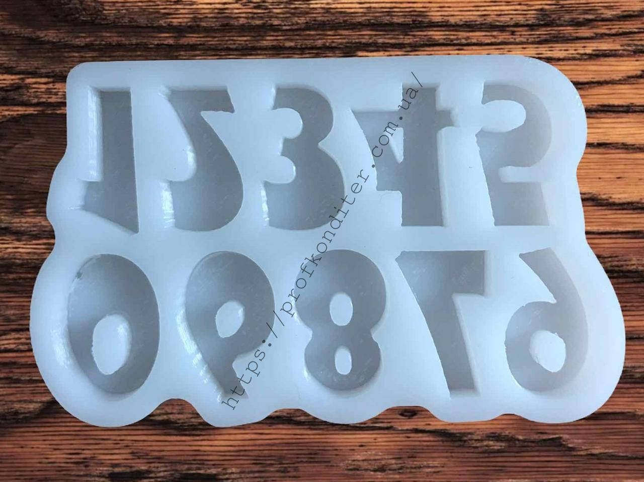 

ЭКСКЛЮЗИВ! Силиконовый Молд для шоколада, мастики, изомальта "Цифры 0-9 детские"