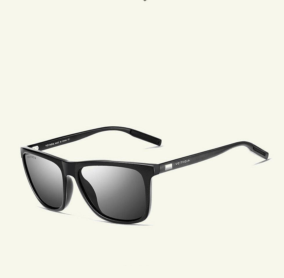 

Очки мужские солнцезащитные поляризованные VEITHDIA Aviator Persol. Черны стекла, оправа и дужки, Черный