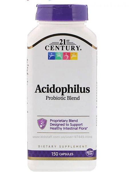 

21st Century, Смесь пробиотиков Acidophilus, смесь ацидофильных пробиотиков, 150 капсул