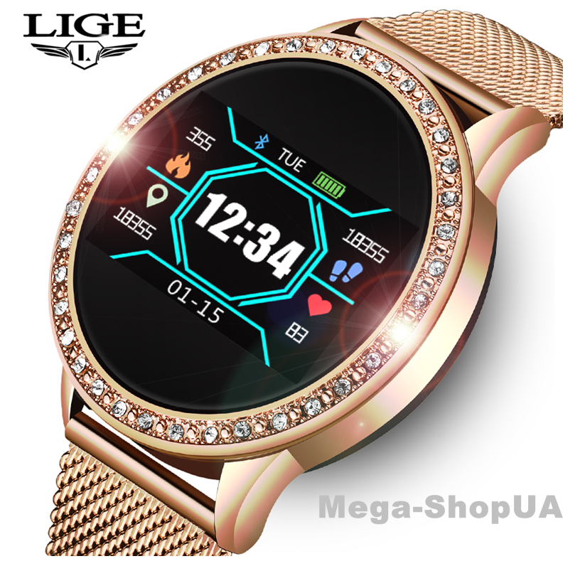 

Женские умные смарт часы Smart Watch Lige HB17 Золотые с тонометром пульсометром