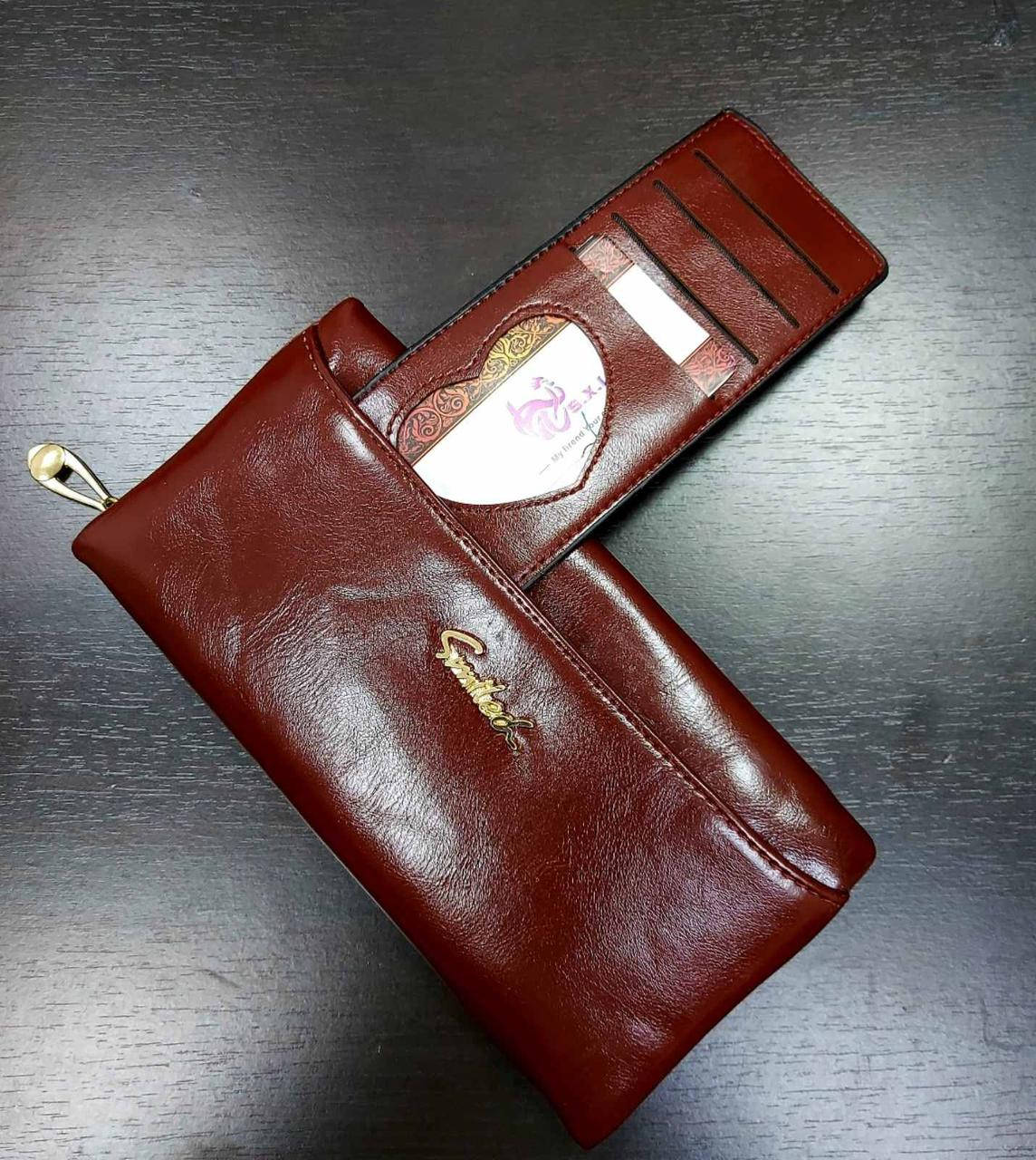 

Кошелек женский коричневый 2в1 экокожа