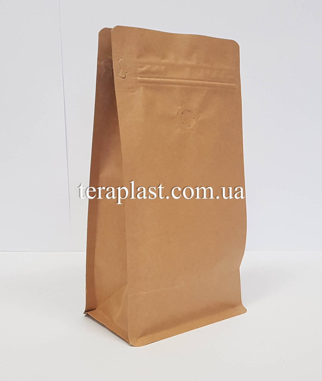 

Пакет с плоским дном 250г крафт+металл 120х80х200 с боковой застежкой с клапаном для кофе