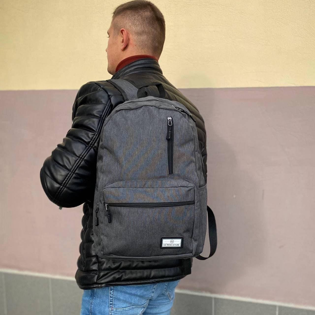 

Мужской рюкзак, серый, городской, спортивный, универсальный, для ноутбука, Темно-серый