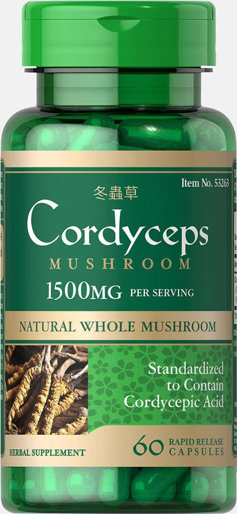 

Puritan's Pride Cordyceps Mushroom, Кордицепс 750 mg (60 капс.)