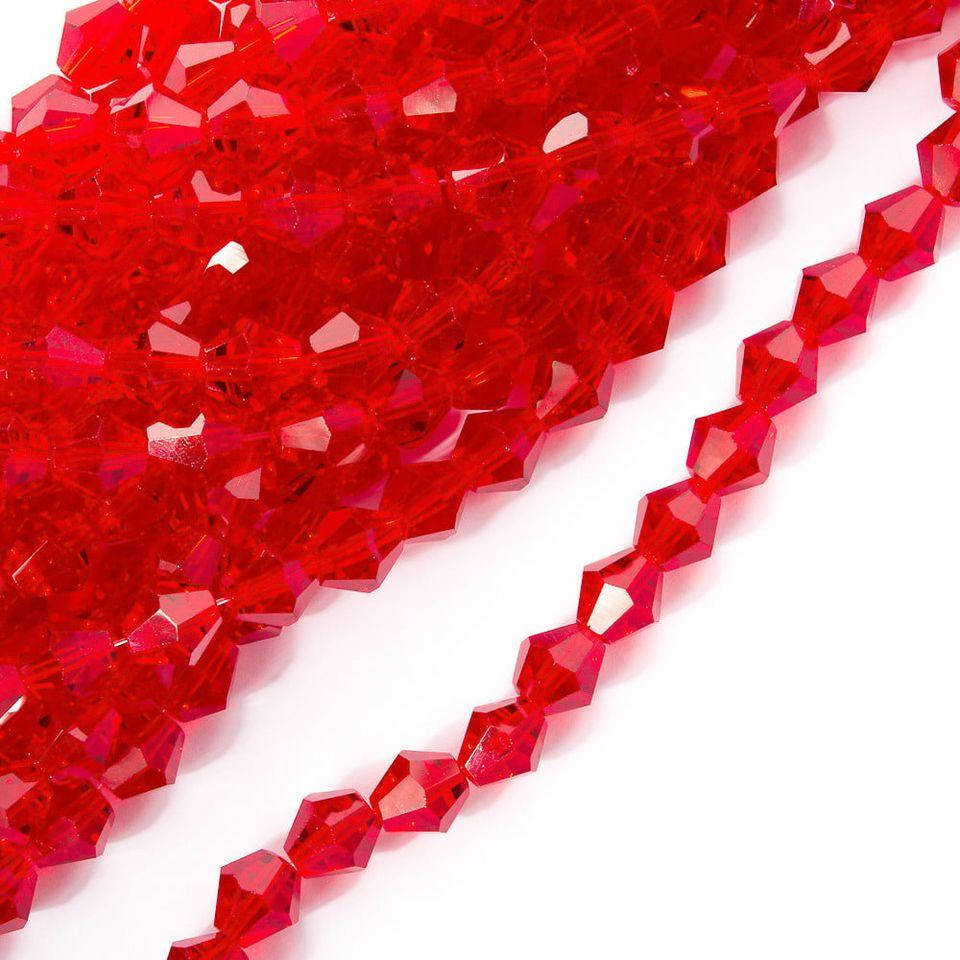 

Биконус, 4\4 мм, нить (100 +- шт), цвет - красный прозрачные