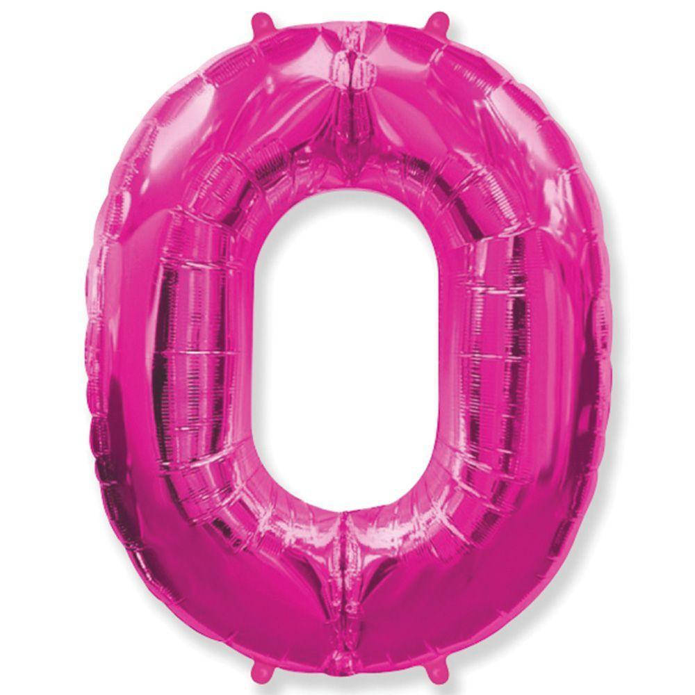 

Фольгована кулька цифра малиновий "0" 40" fuchsia.Flexmetal упаковка, Малиновый