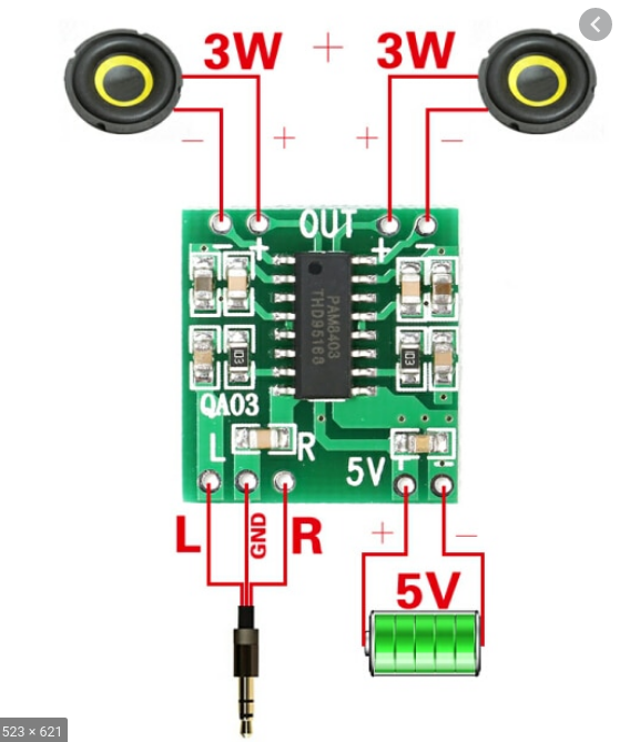 

Усилитель звука стерео двухканальный PAM8403 2x3 Вт класс D