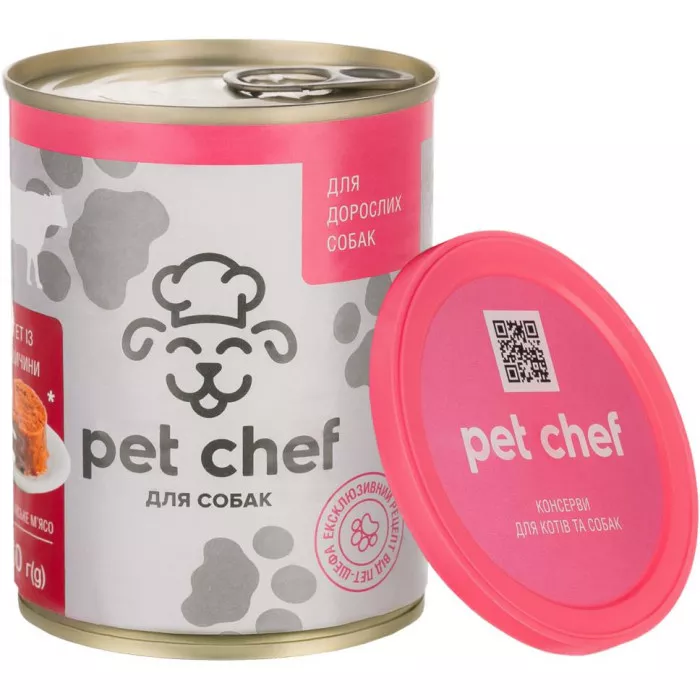 

Консервы Pet Chef паштет мясной с говядиной для собак 360г