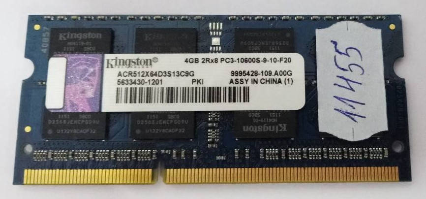 

Оперативная память для ноутбука ОЗУ SODIMM DDR3 4Gb 1333 MHz PC3 Kingston