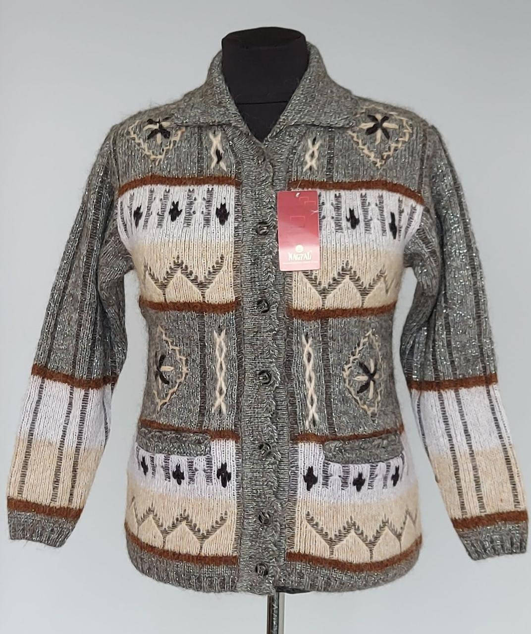 

Женская шерстяная кофта «Nagpal» на пуговицах с отложным воротником (48-60 р), Серый