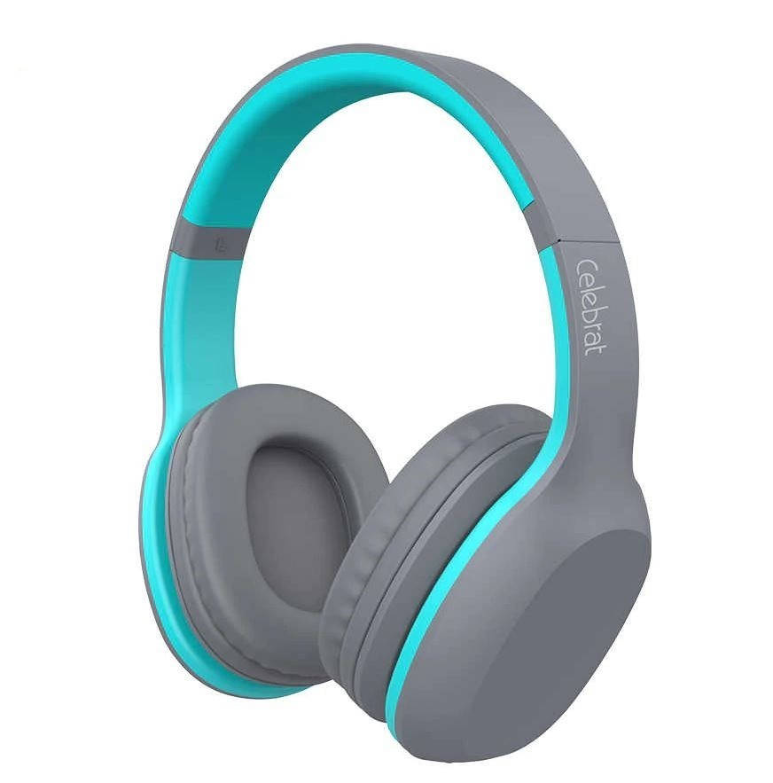 

Полноразмерные беспроводные Bluetooth наушники-гарнитура Celebrat A18 синий/салатовый, Серый