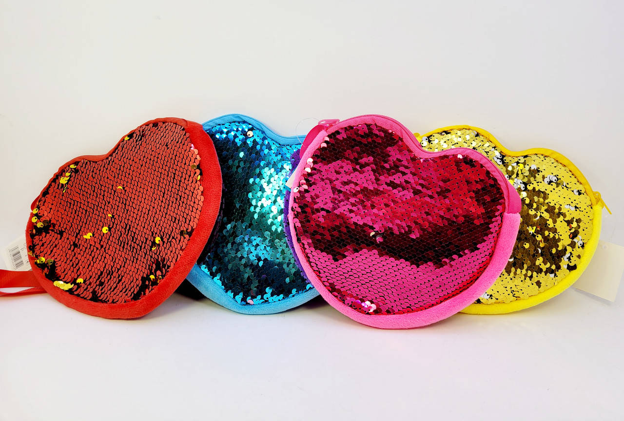 

Детская плюшевая сумочка сердечко в пайетках CEL-351