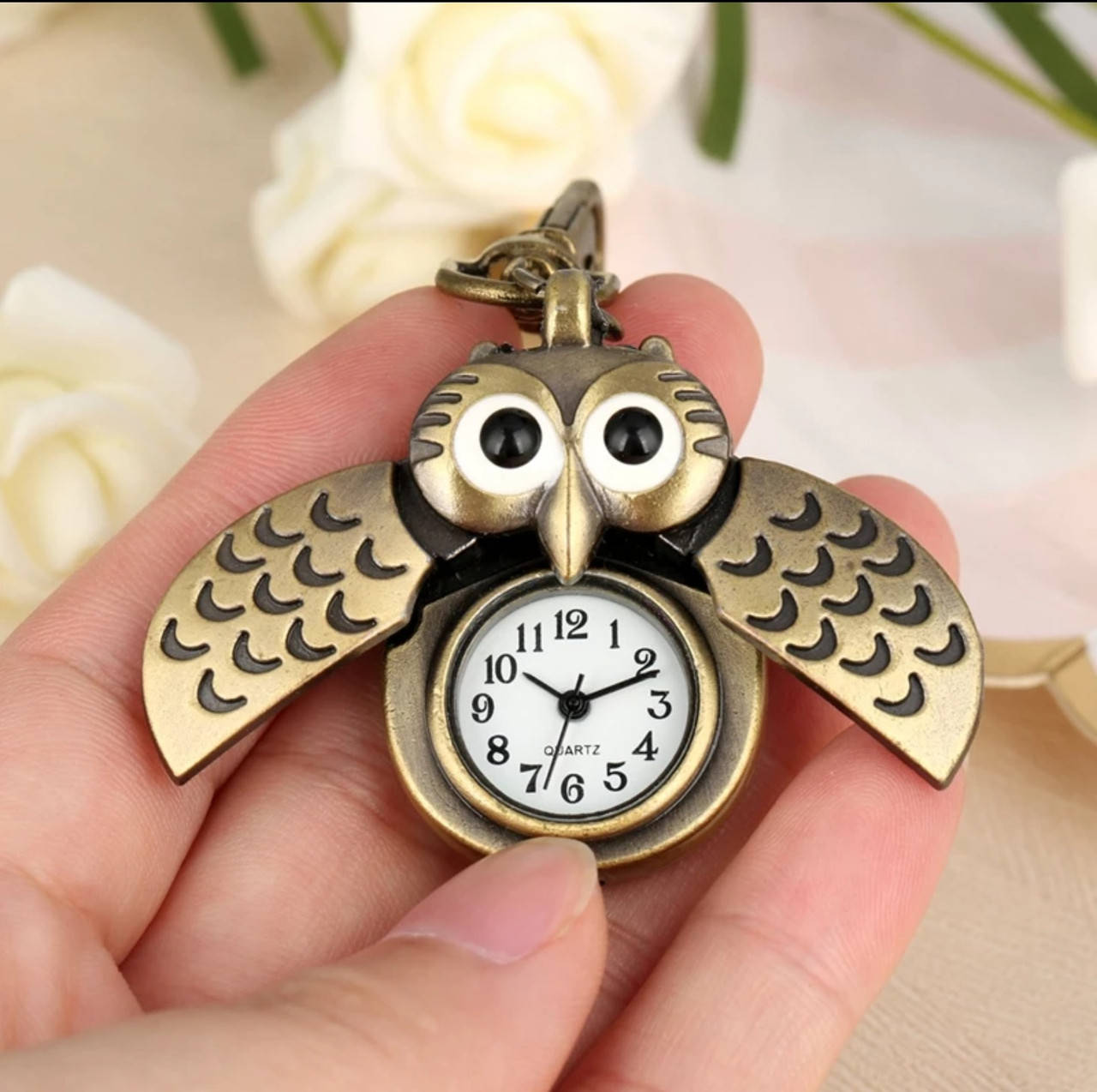 

Часы брелок сова под бронзу