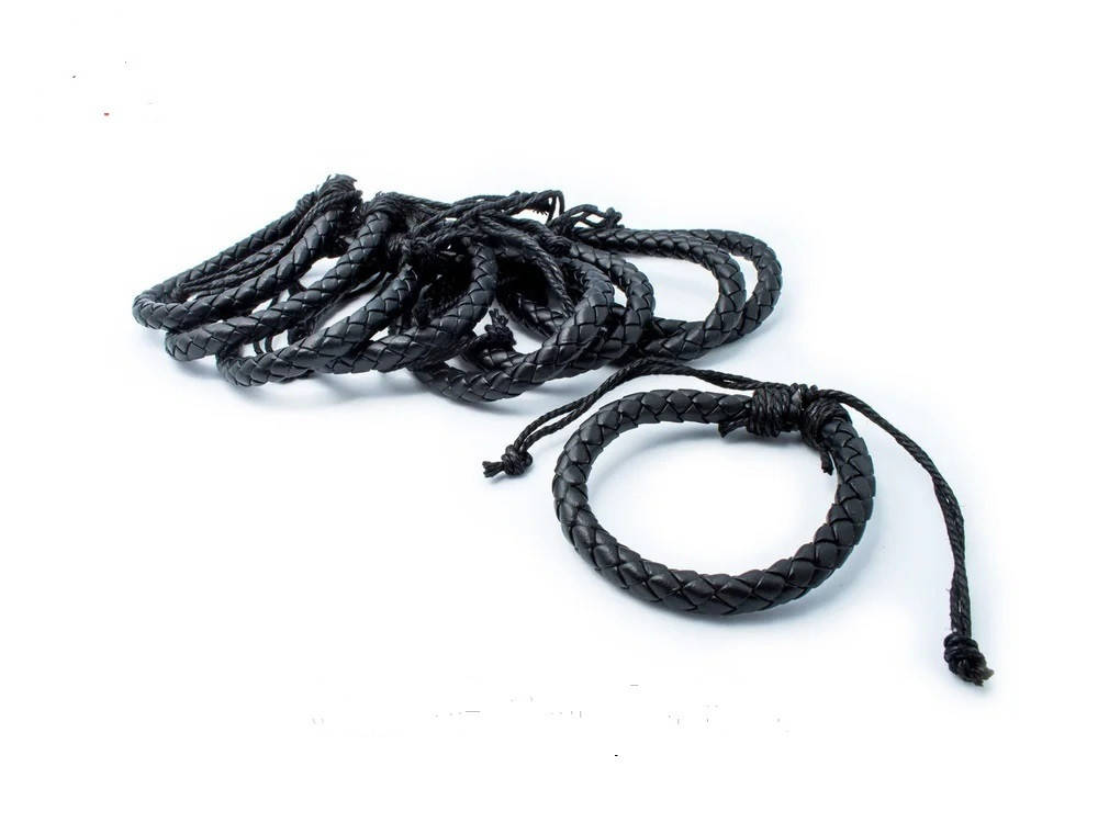 

Шкіряний плетяний браслет з регульованим розміром