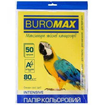 

Бумага цветная А4 80г/м2 Intensiv желтая 50 листов BUROMAX ВМ.2721350-08, Желтый