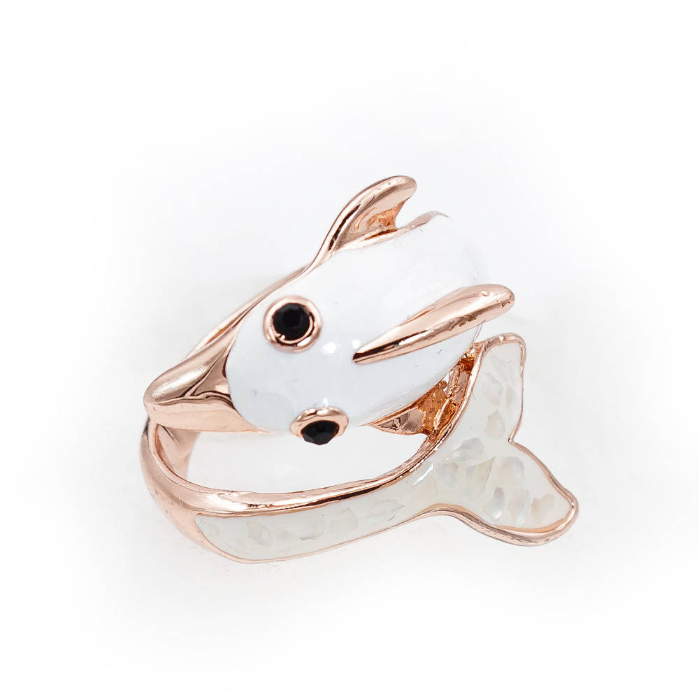 

Кольцо "Дельфин" белая эмаль