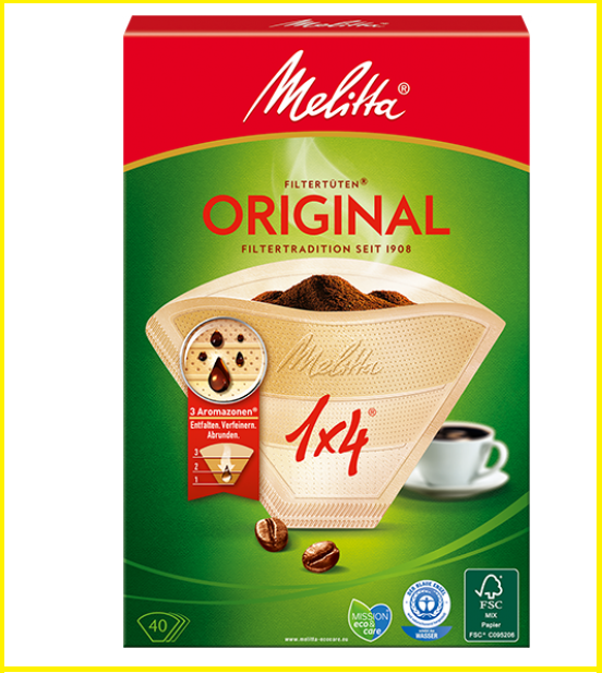 

Фильтры бумажные Melitta 40шт. Original 1X4 (натуральные), Белый