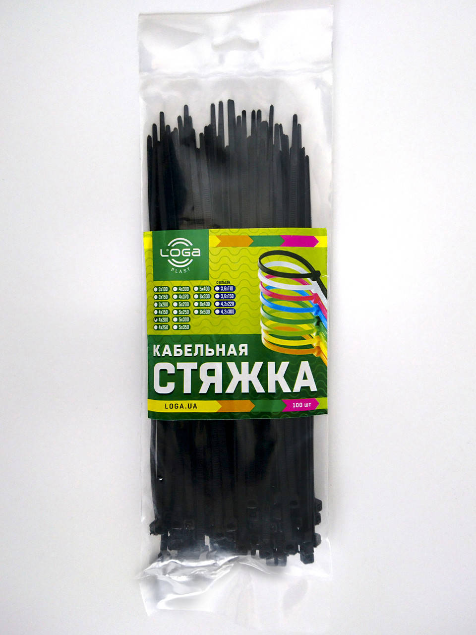 

Пластиковые хомуты 4x200 100шт, Черный