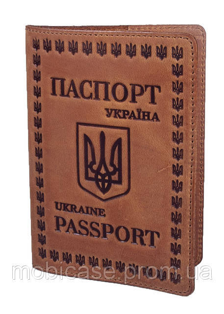 

Обложка для паспорта VIP (антик рыжий) тиснение "UKRAINE"