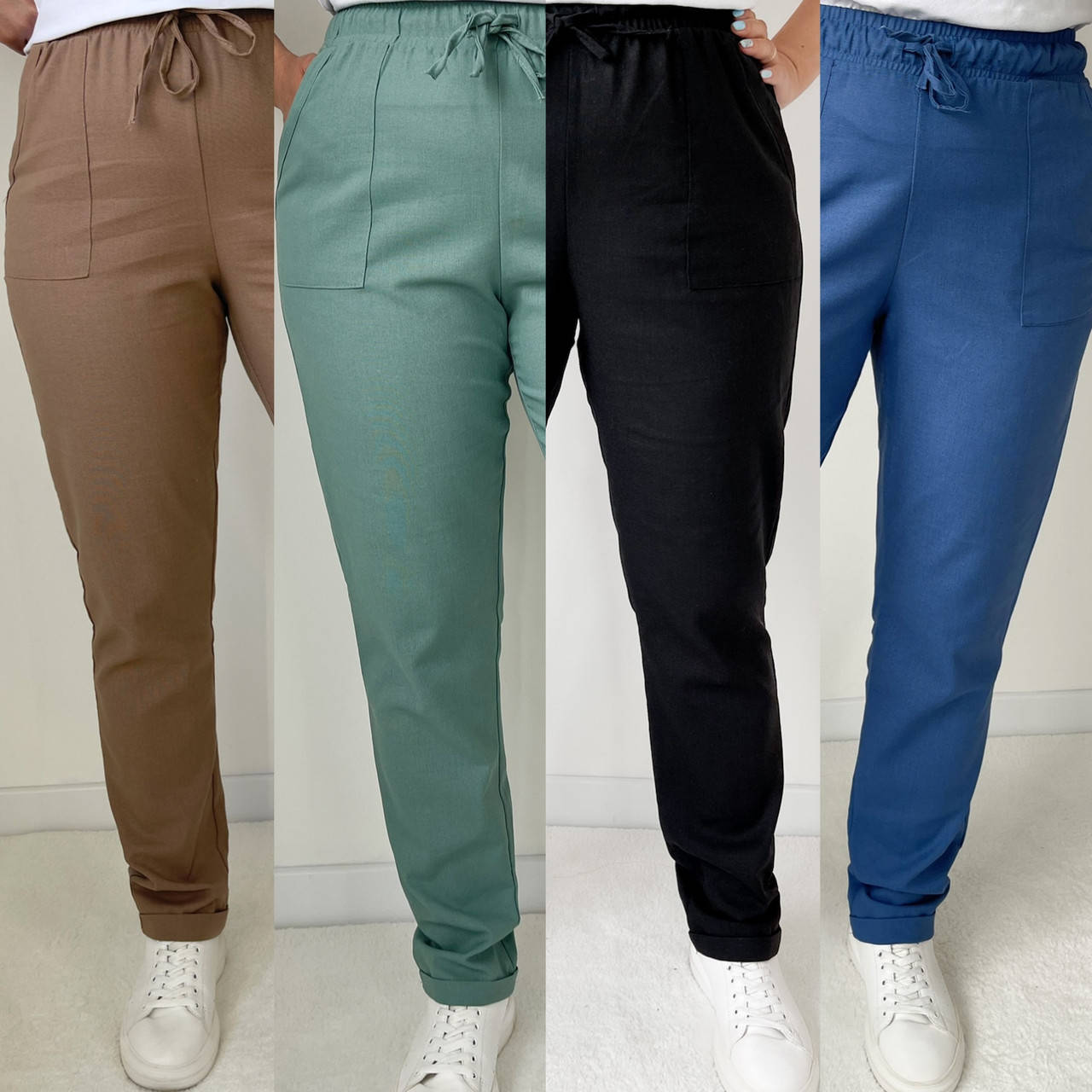 

Женские брюки льняные батал новинка 2022, Черный