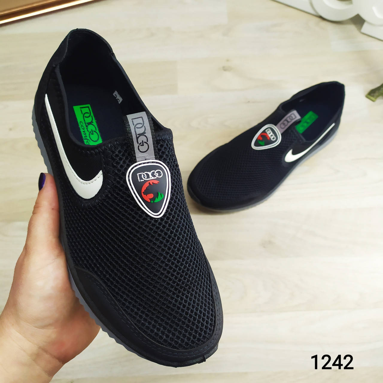 

Подростковые кроссовки мокасины сетка черные Dago Style 37р - 24 см