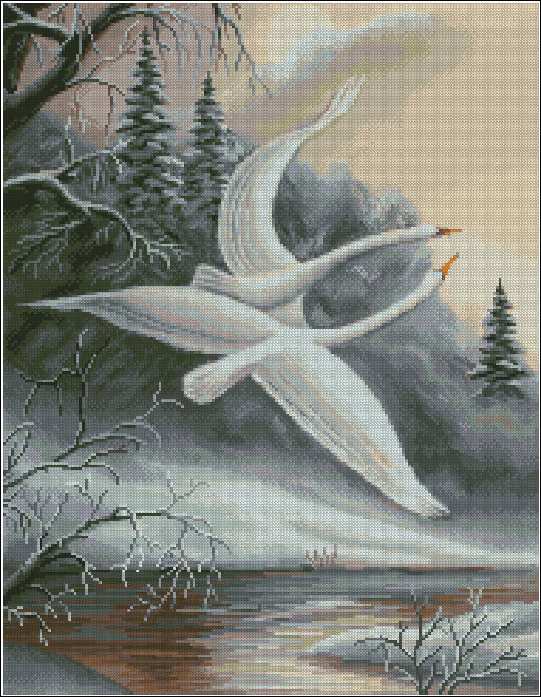 

Заготовка для вышивания бисером или нитями Лебеди А-2-310