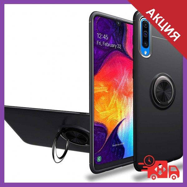 

Чехол с кольцом на Samsung Galaxy A30s (A307) / Самсунг Гелекси А20С, Черный