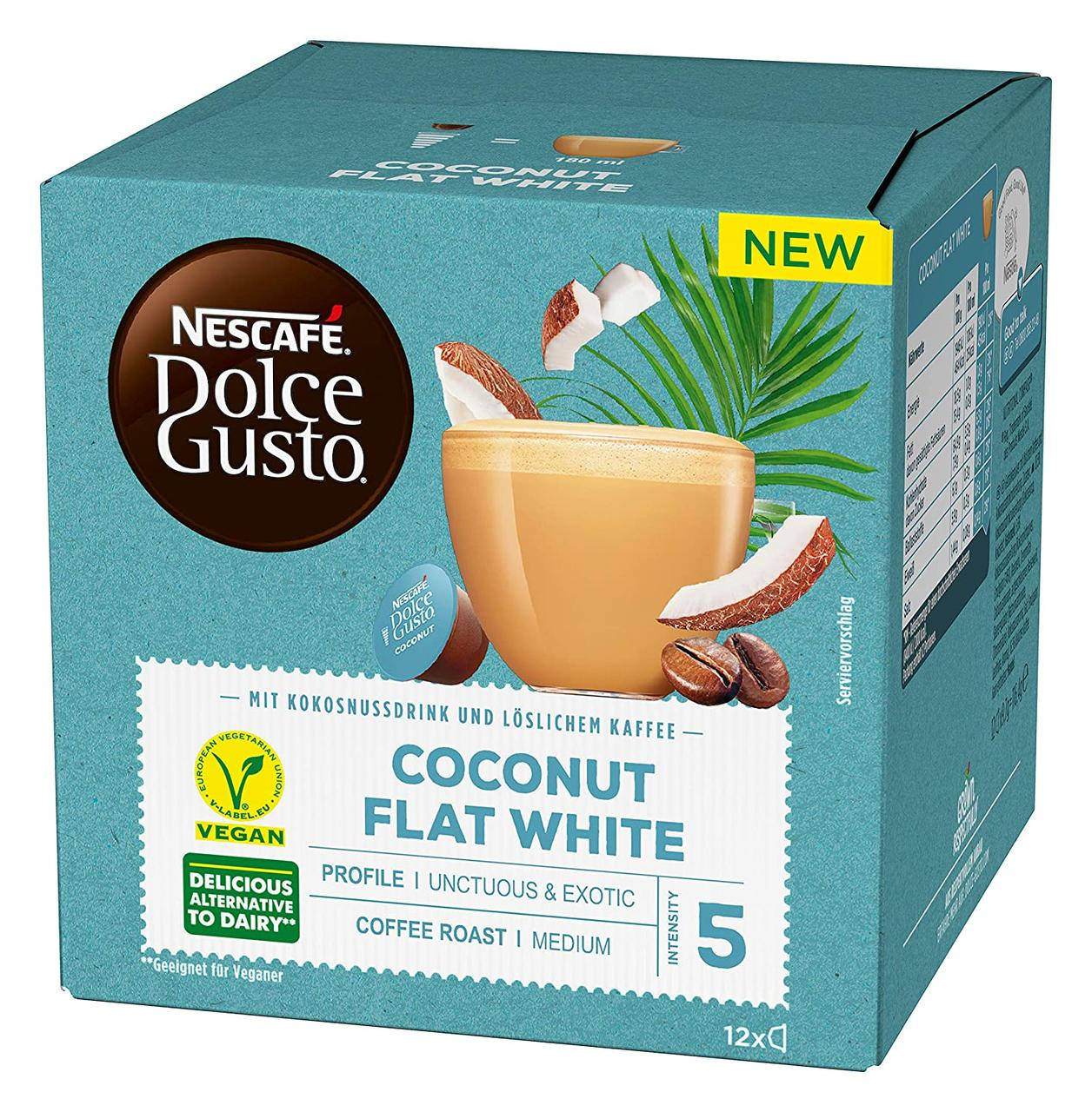 

ЗіМ'ЯТ КУТОЧОК! Dolce Gusto Coconut Flat White - Кофе в капсулах Дольче Густо (12 капсул = 12 порций)