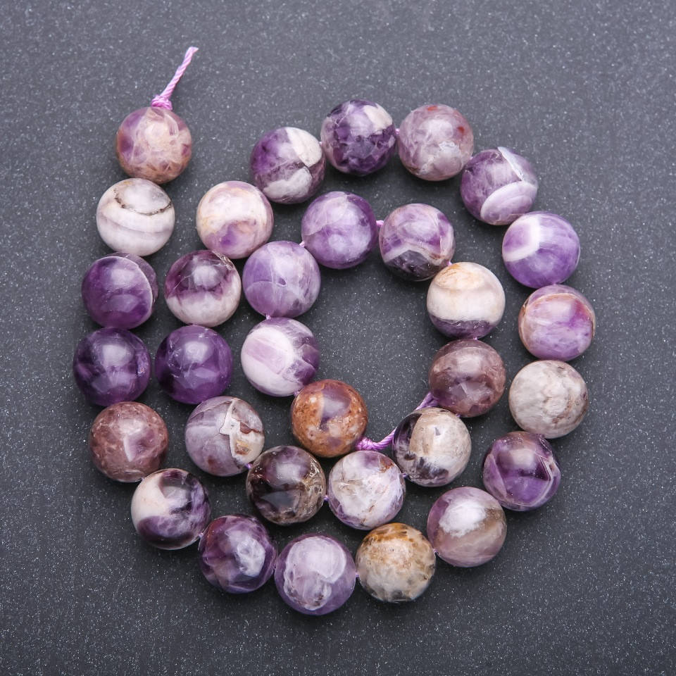 

Бусины из натурального камня Аметист гладкий шарик d-12+-мм нитка L-38+-см