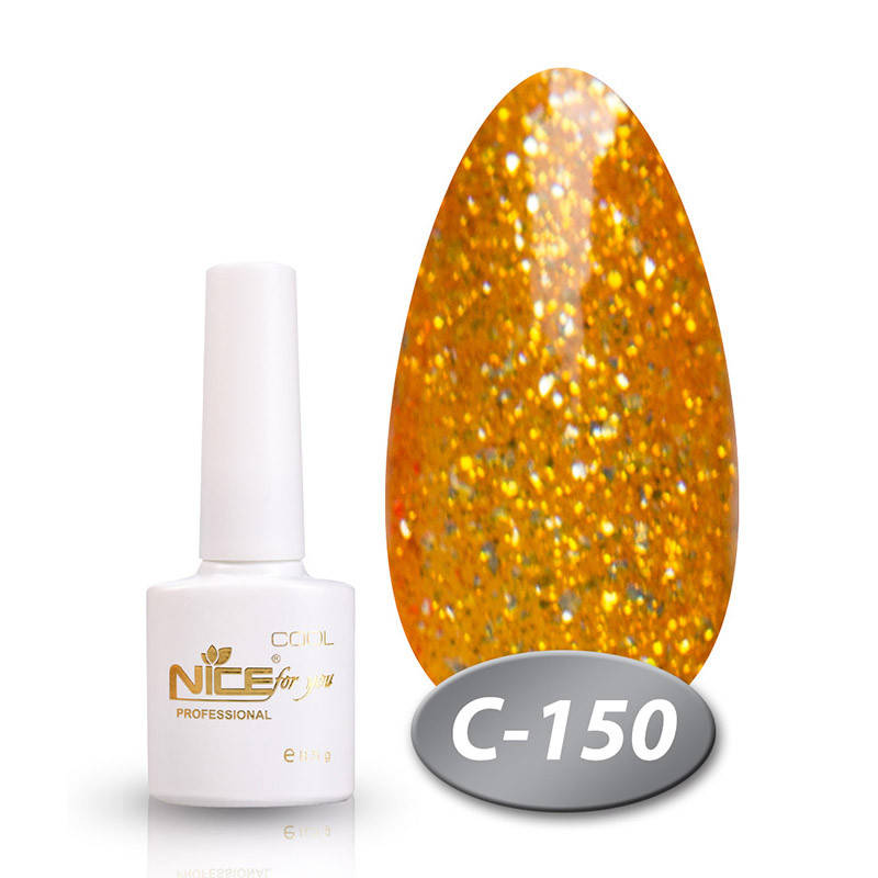 

Гель-лак Nice for you Cool C-150 золото с глиттером 8,5 мл