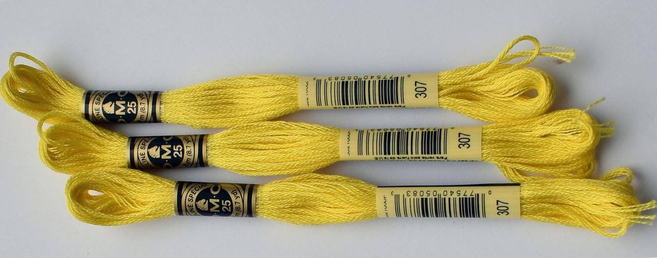 

Нитки мулине DMC цвет 307 лимонный, арт.117