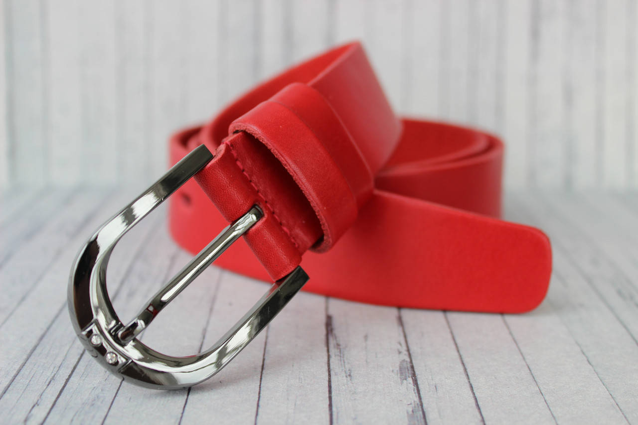 

Ремень пояс женский красный гладкий 3,5 см