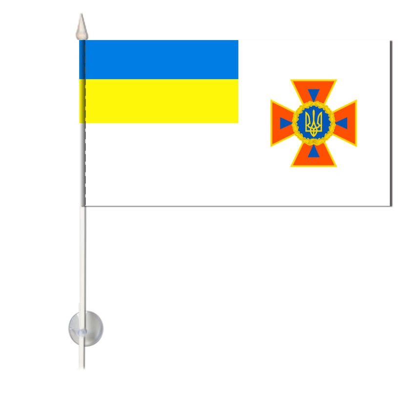 

Односторонний Автомобильный Флаг ДСНС Украины С присоской на палочке 20х10 см