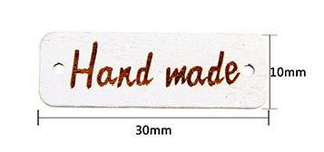 

Бирка пришивная "Hand made" дерево, Белый