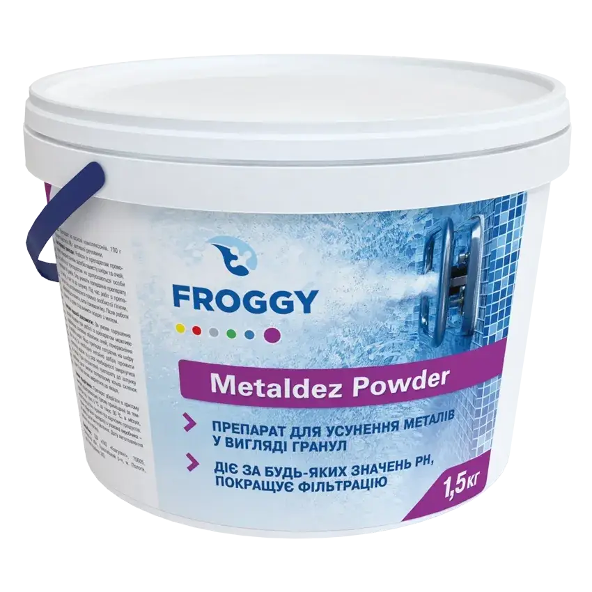 

Froggy Metaldez Powder (1,5 кг) для удаления металлов из воды бассейна в гранулах