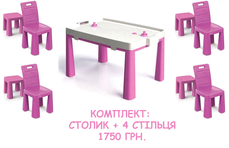 

АКЦИЯ НАБОР Столик детский + 4 стульчики Doloni, Розовый