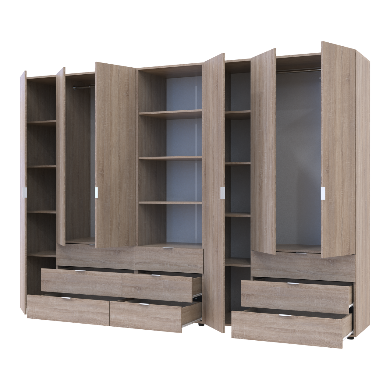 Шафа для одягу Doros Гелар Дуб сонома 3+3ДСП з пеналом 292.4х49.5х203.4 (42005184) 3