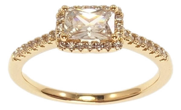 

Кольцо Xuping Позолота 18K "Прямоугольный кристалл в обрамлении циркония" р.18.5