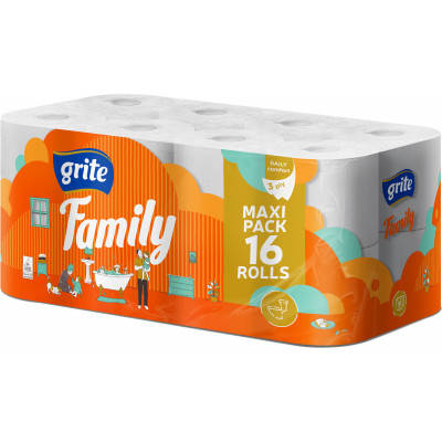 

Туалетная бумага Grite Family 3 слоя 16 рулонов (4770023141115)