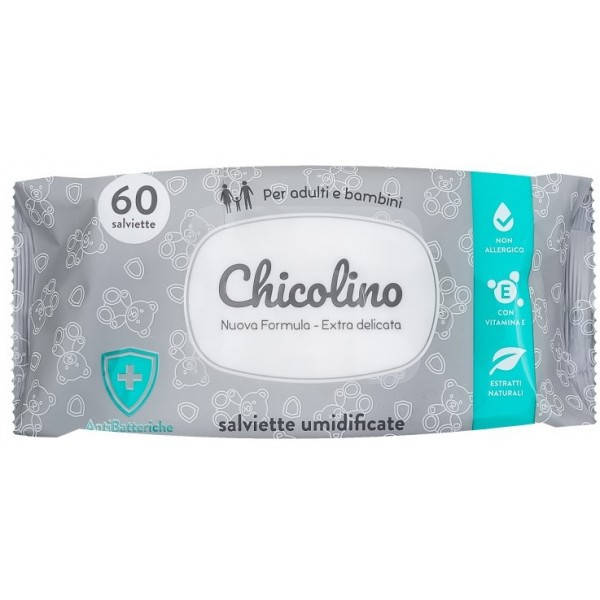 

Салфетки влажные Chicolino Антибактериальные для взрослых и детей, 60 шт