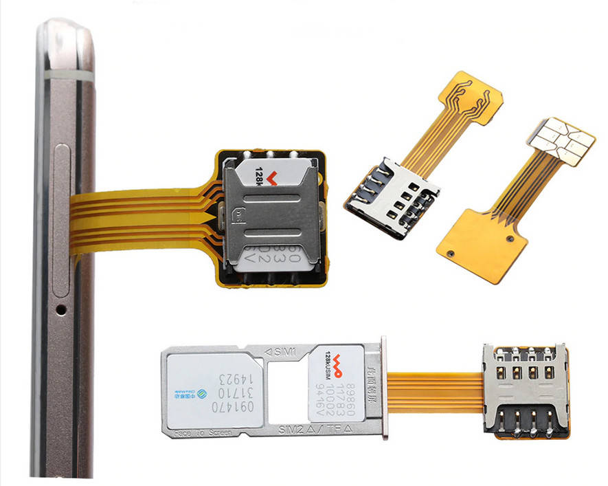 

Адаптер-переходник/шлейф 2 nanoSim+microSD в гибридный слот, Синий