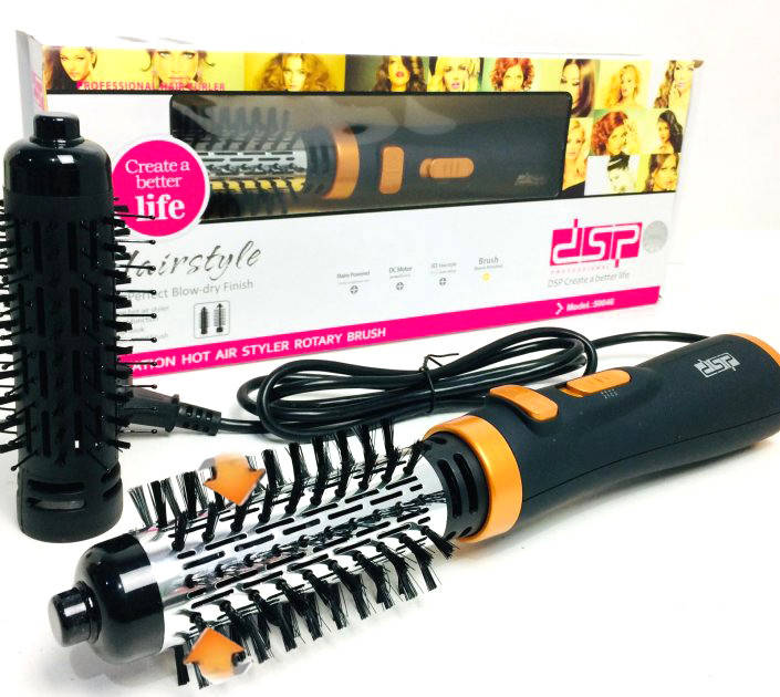 

Вращающаяся фен счетка DSP укладка браш, 2 режима, Мощность 1000 Ватт, 2 насадки