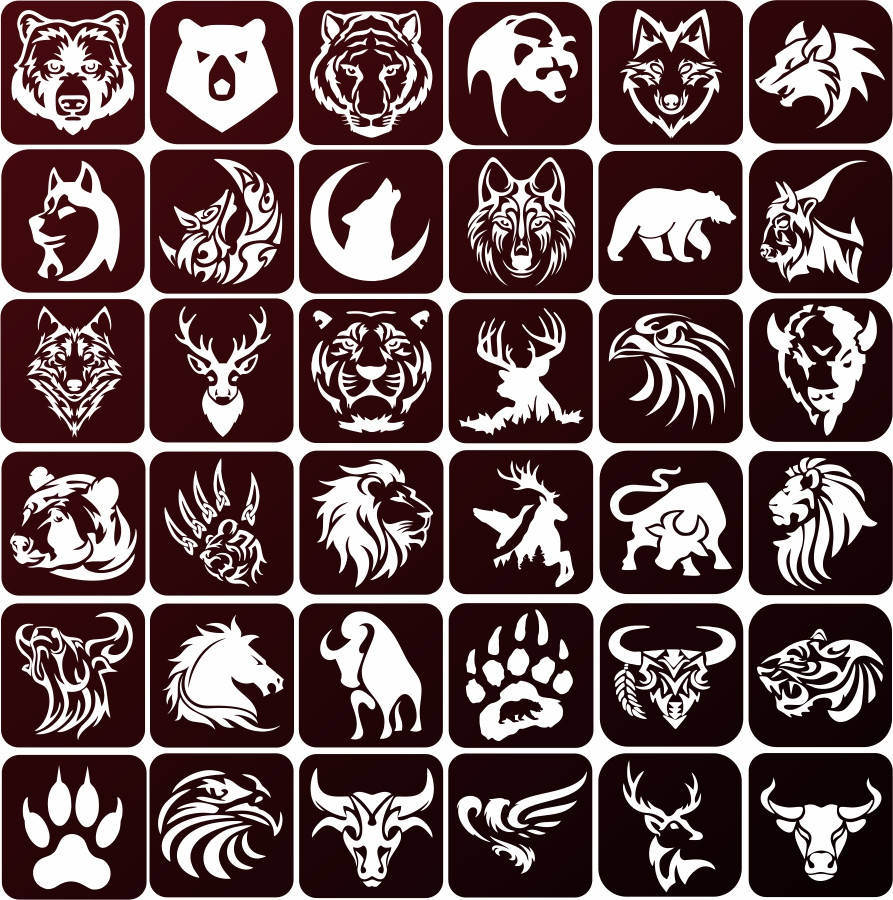 

Трафареты Животные для травления метала 6x6, 36 шт. в наборе