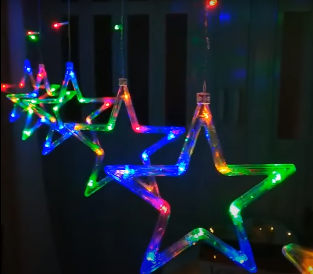 

Гирлянда штора Звезды Звездопад 2,5 м Мультиколор