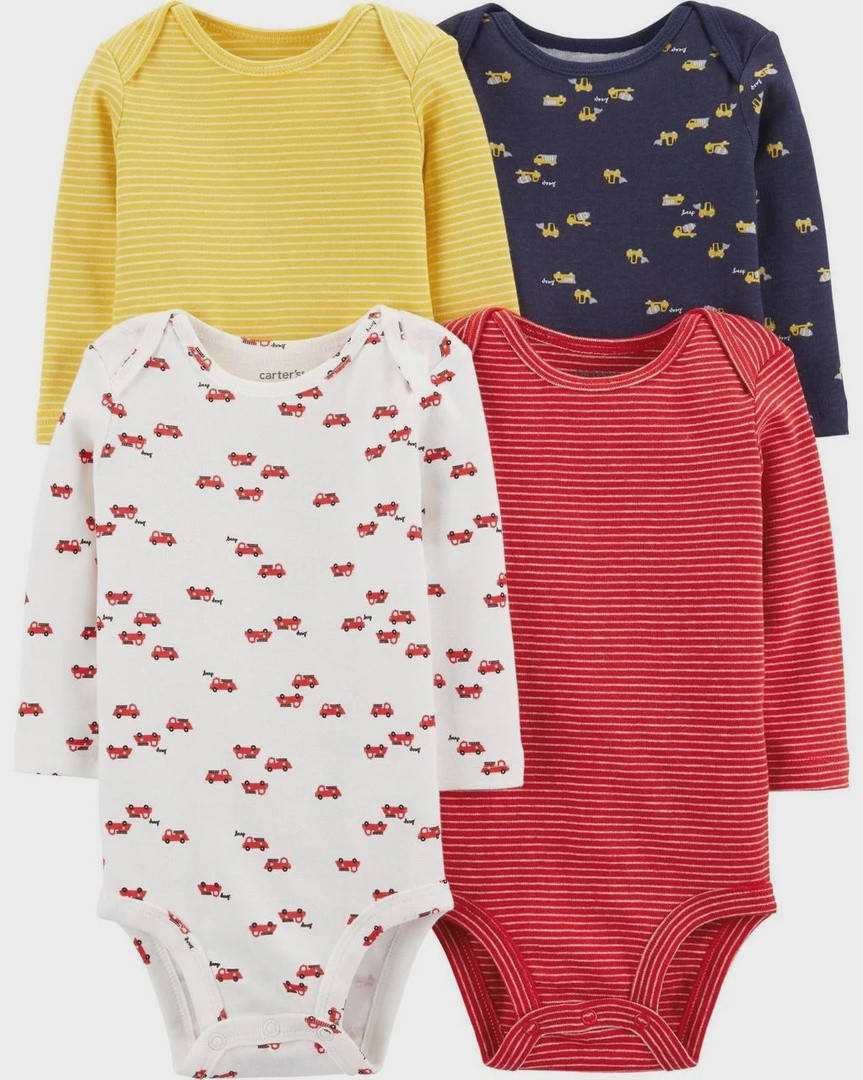 

Комплект трикотажных боди с длинным рукавом Carters 4 шт. машинки 3М - 61 см