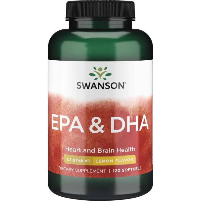 

Swanson EPA/DHA омега-3 рыбий жир 1200 мг со вкусом лимона, 120 капсул