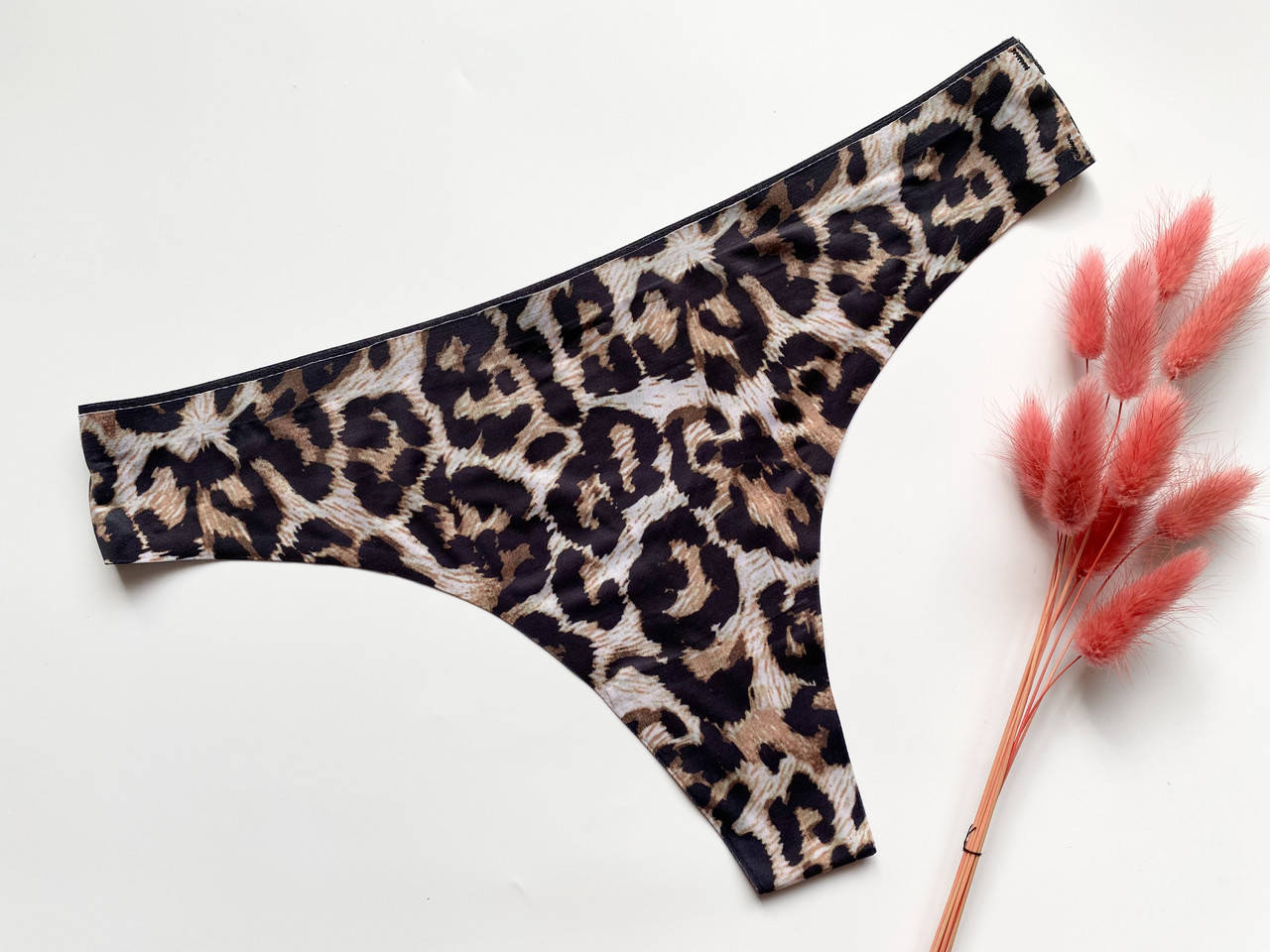 

Бесшовные женские стринги, Коричневый леопард, код 664, M