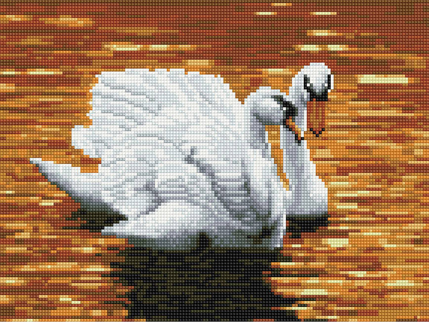 

Алмазная вышивка (мозаика) 30x40 см Лебеди на закате Rainbow Art