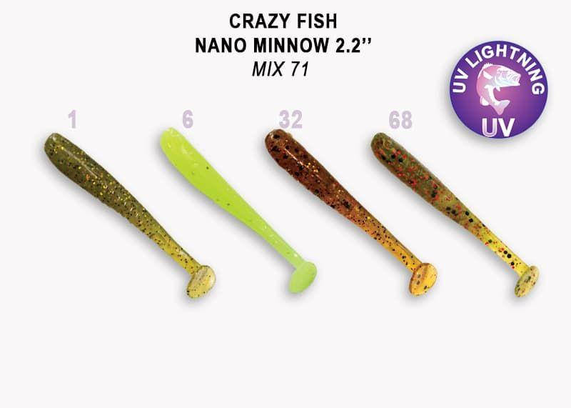 

Съедобный силикон Crazy Fish Nano minnow 2.2" 22-55-M71-6 кальмар