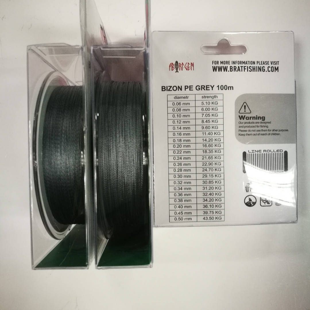 

Шнур Bizon PE серый 100 m, 0,38 мм, Зелёный